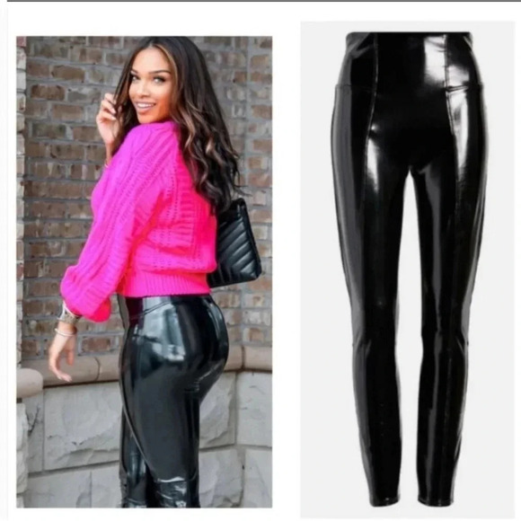 Spanx Womens Large Faux Patent Leather Leggings - Picture 8 of 13